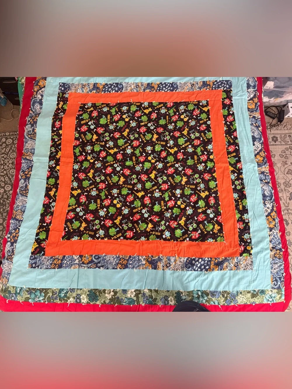 Vintage Handmade Patchwork Quilt Large Throw Blanket